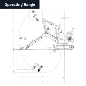 Operating range chart for the rhinoceros xn10-8 micro digger